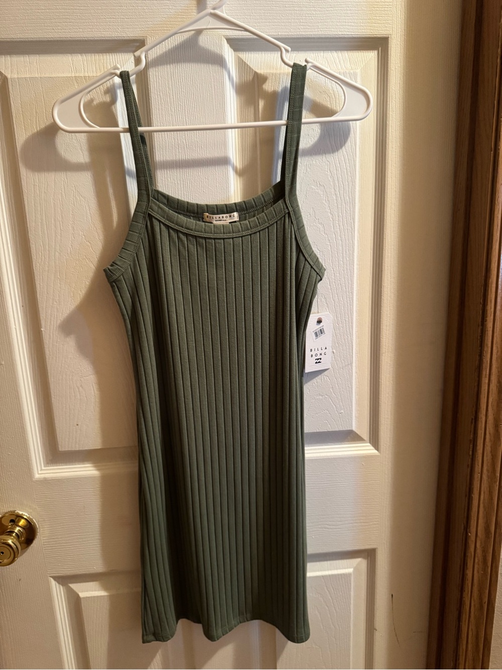 Billabong Olive Ribbed Tank Mini Dress